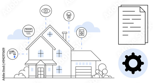 Smart home automation. Smart home interconnected devices improve home security, energy efficiency, and convenience. Smart home systems modernize living spaces and enhance user experience. Ideal