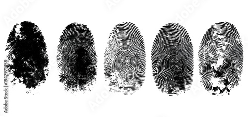 Abstract forensic grunge set fingerprint background texture. vector black grunge fingerprint distressed dirty background design element.