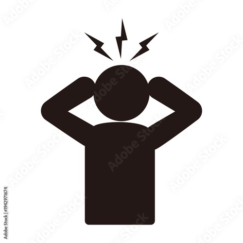 頭が痛い人のピクトグラム
