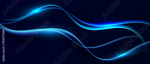 Abstract glowing wave background with futuristic light lines.