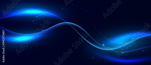Abstract glowing wave background with futuristic light lines.