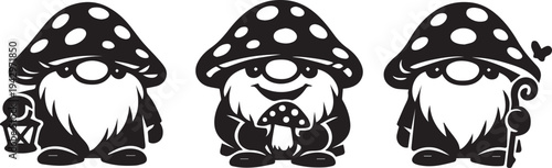 Mushroom Gnomes Vector Illustration