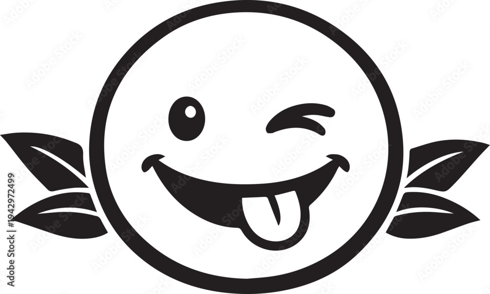 Obraz premium Winking Smiley Face with Tongue Vector