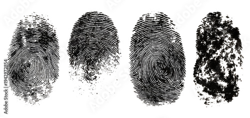 Abstract forensic grunge set fingerprint background texture. vector black grunge fingerprint distressed dirty background design element.