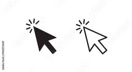 Two computer cursor icons one filled and one outlined silhouette