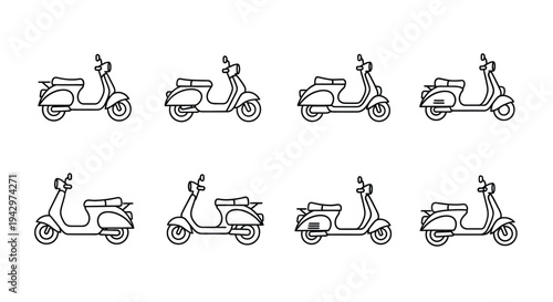 Multiple scooter outlines arranged in a simple grid silhouette