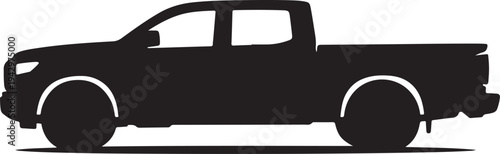Pickup Truck Vector Silhouette Side View