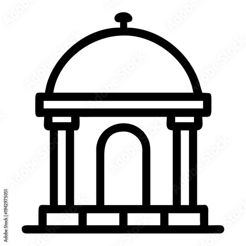 Classic courthouse facade icon with columns and arch isolated on transparent background