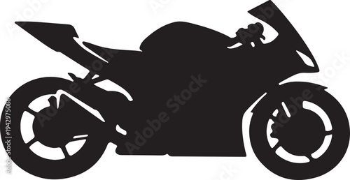 Motorcycle Sport Bike Vector Silhouette