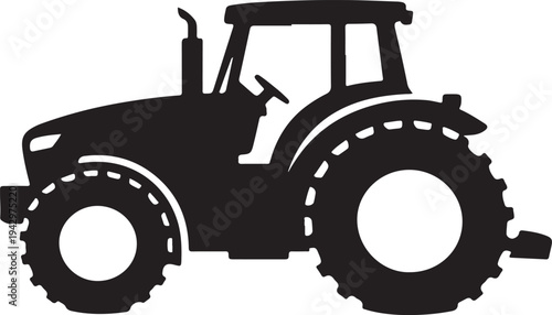 Tractor Agriculture Vehicle Vector Silhouette