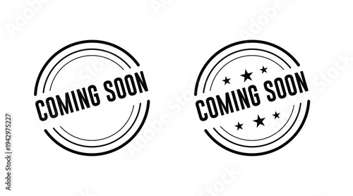 Coming Soon Stamp Badge Logo Set – Announcement Launch Label Icons