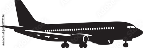 Airplane Passenger Jet Vector Silhouette