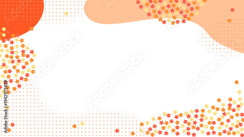 ファンシーなオレンジ色の星がいっぱい流体シェイプフレーム16：9