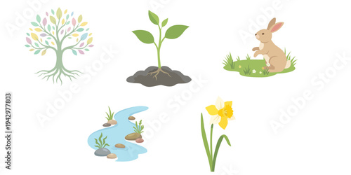 Spring Equinox Rebirth Illustration Set