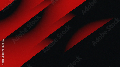 Schilderij op canvas The intense red color contrasts with the dark black background, with thick, overlapping diagonal lines, creating a sense of depth and movement
