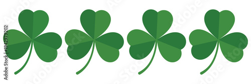 Shamrock icon, flat vector illustration of four leaf clover, Happy St. Patrick’s Day symbol, good luck leaf for apps and website design
