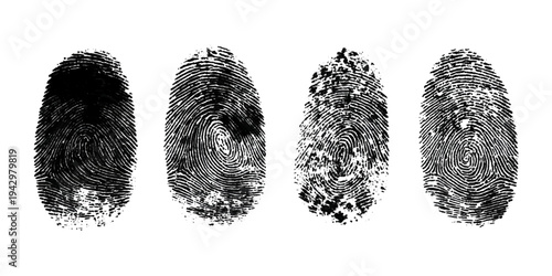 Abstract forensic grunge set fingerprint background texture. vector black grunge fingerprint distressed dirty background design element.