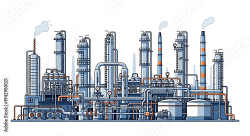 Industrial Factory Complex with Towers.