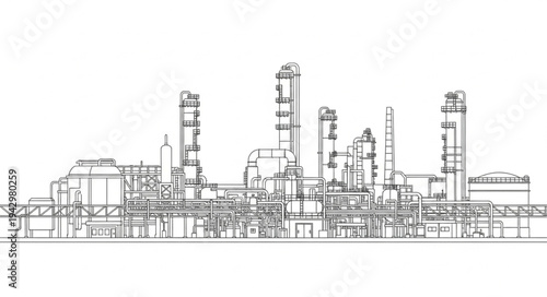 Industrial Factory Complex with Towers.