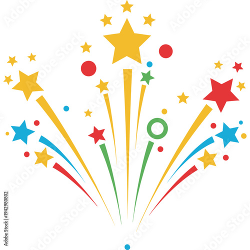 Burst of Joy: Vibrant fireworks display showcasing bursts of colorful stars, creating a festive atmosphere, celebrating a special occasion.