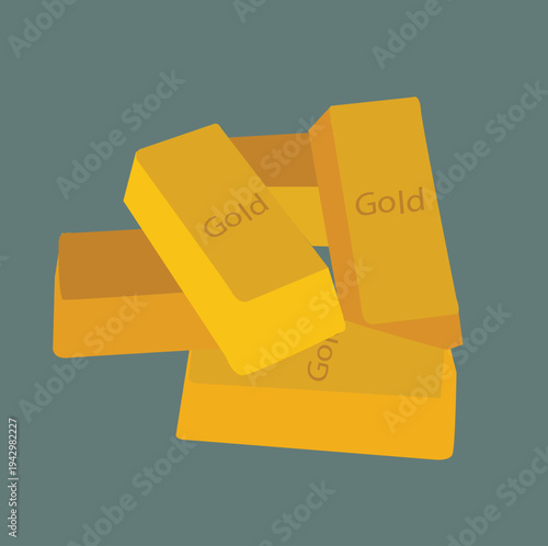 Gold Bars stack - isometric vector golden blocks isolated on white.
