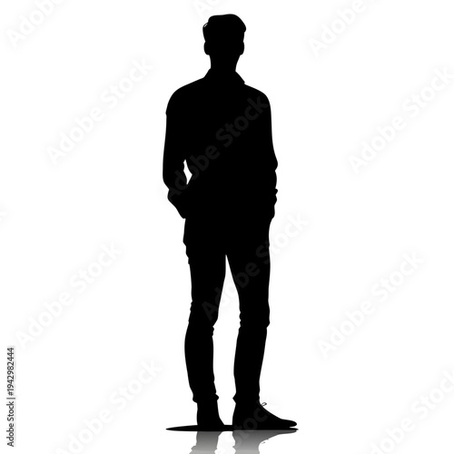 black silhouette of a calm and relaxed man with phlegmatic personality
