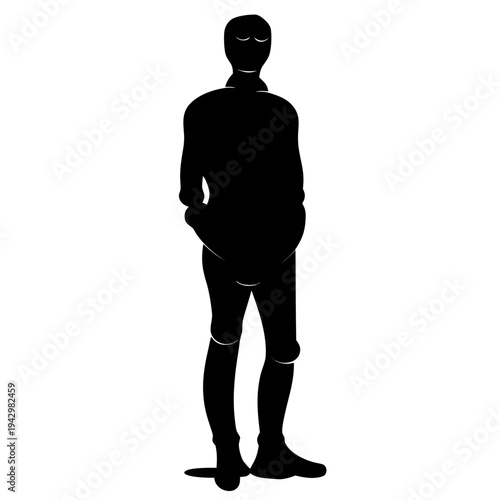 black silhouette of a calm and relaxed man with phlegmatic personality