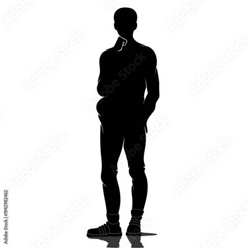 black silhouette of a calm and relaxed man with phlegmatic personality