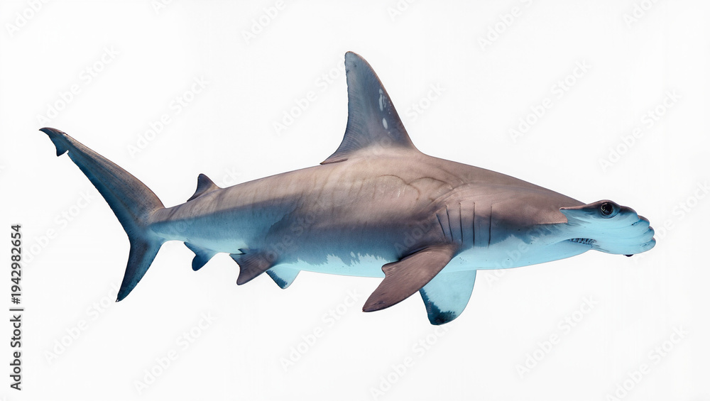 Fototapeta premium Graceful Hammerhead Shark Swimming in Clear Water