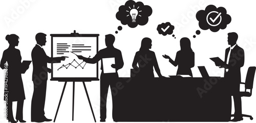 A group of business people discussing ideas isolated on transparent background, Vector