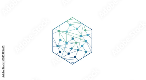 Abstract Network Connection Inside Hexagon Shape, Digital Technology Concept