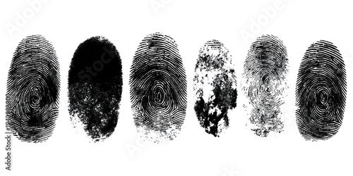 Abstract forensic grunge set fingerprint background texture. vector black grunge fingerprint distressed dirty background design element.