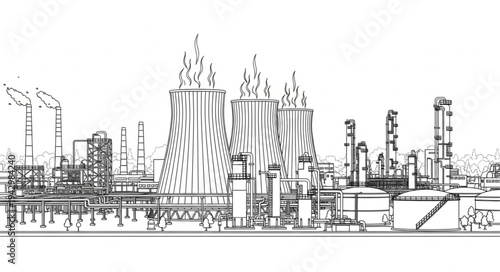 Industrial Factory Complex with Towers.