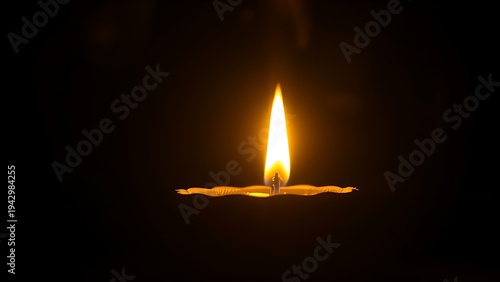 Golden diya glowing in darkness, symbolizing tradition and festive spirit in Indian culture.