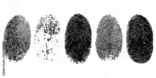 Abstract forensic grunge set fingerprint background texture. vector black grunge fingerprint distressed dirty background design element.