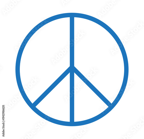 Peace Symbol Icon for Antiwar, Pacifism, Unity and Nonviolence Concepts, Minimal Blue Peace Sign Vector