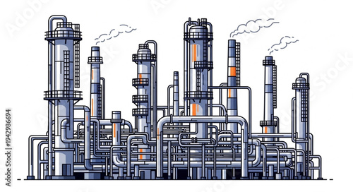 Industrial Factory Complex with Towers.