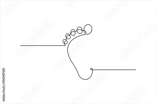 Continuous one line drawing of human footprint line art vector