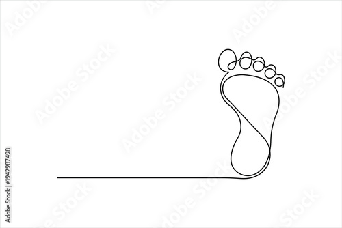Continuous one line drawing of human footprint line art vector