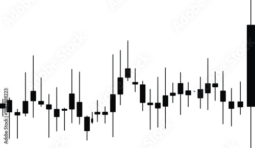 Candlestick chart vector illustration, financial market analysis, trading pattern, price movement, bullish trend, investment design, economic growth, flat vector illustration