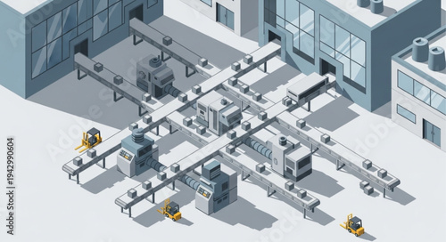 Industrial Factory Production Line Illustration.