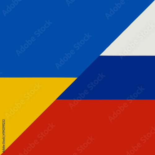 Ukraine and Russia federal state Official Symbol Side by Side. Close Up Sign. National Flag Combination Image. Close-Up International Relations Concept Illustration conflict