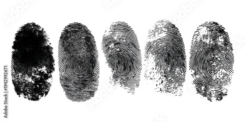 Abstract forensic grunge set fingerprint background texture. vector black grunge fingerprint distressed dirty background design element.