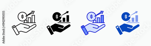 Profit Icon Sheet Multiple Style Collection Isolated Vector