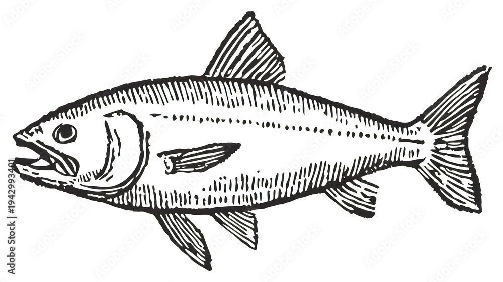 Fototapeta premium PNG Fish seafood sketch white.