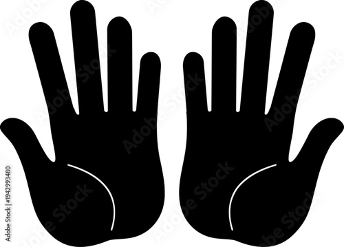 black silhouette of human hand palms icon isolated on white background vector
