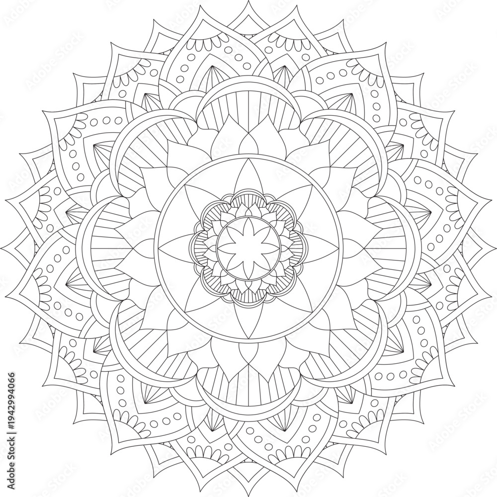 Fototapeta premium Zen Pattern Mandala Art Intricate Zenpattern Mandala Coloring Design for Relaxation and Mindfulness Perfect for Digital Download and Printing High Quality Vector Illustration