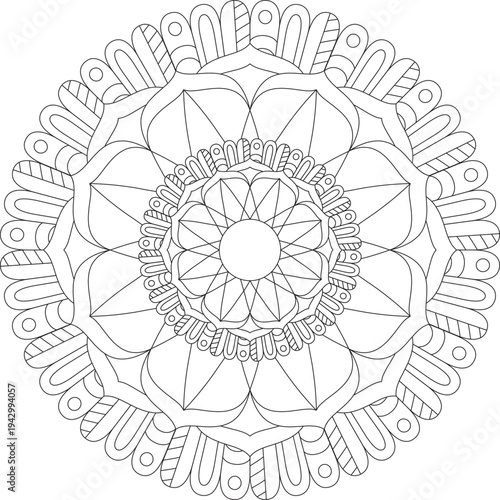 Zen Pattern Mandala Design Intricate Floral Circular Art for Coloring Page Zen Mandala Geometric Relaxing Pattern Meditation Art Zenpattern Printable Art Tranquil Stress Relief Art Design