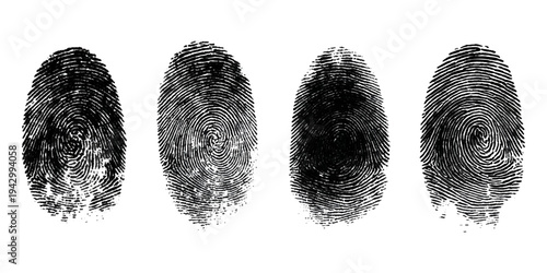 Abstract forensic grunge set fingerprint background texture. vector black grunge fingerprint distressed dirty background design element.