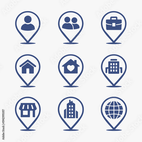 Free Download A set of locations and categories icons focuses on simplicity, elegance, and ease of recognition. Vector Sign for Logos, Labels, and Icons. - GFXLoad